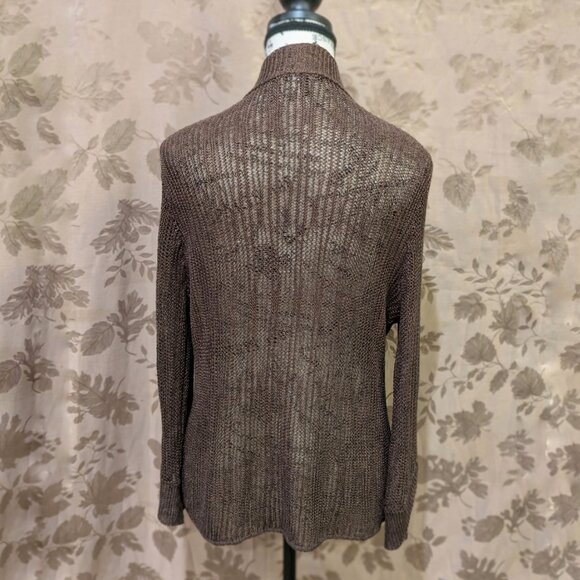 Eileen Fisher Brown Knit Open Cardigan, Size M, Used - Picture 3 of 6